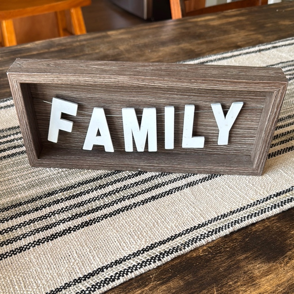 Wooden Family Sign with White Letters